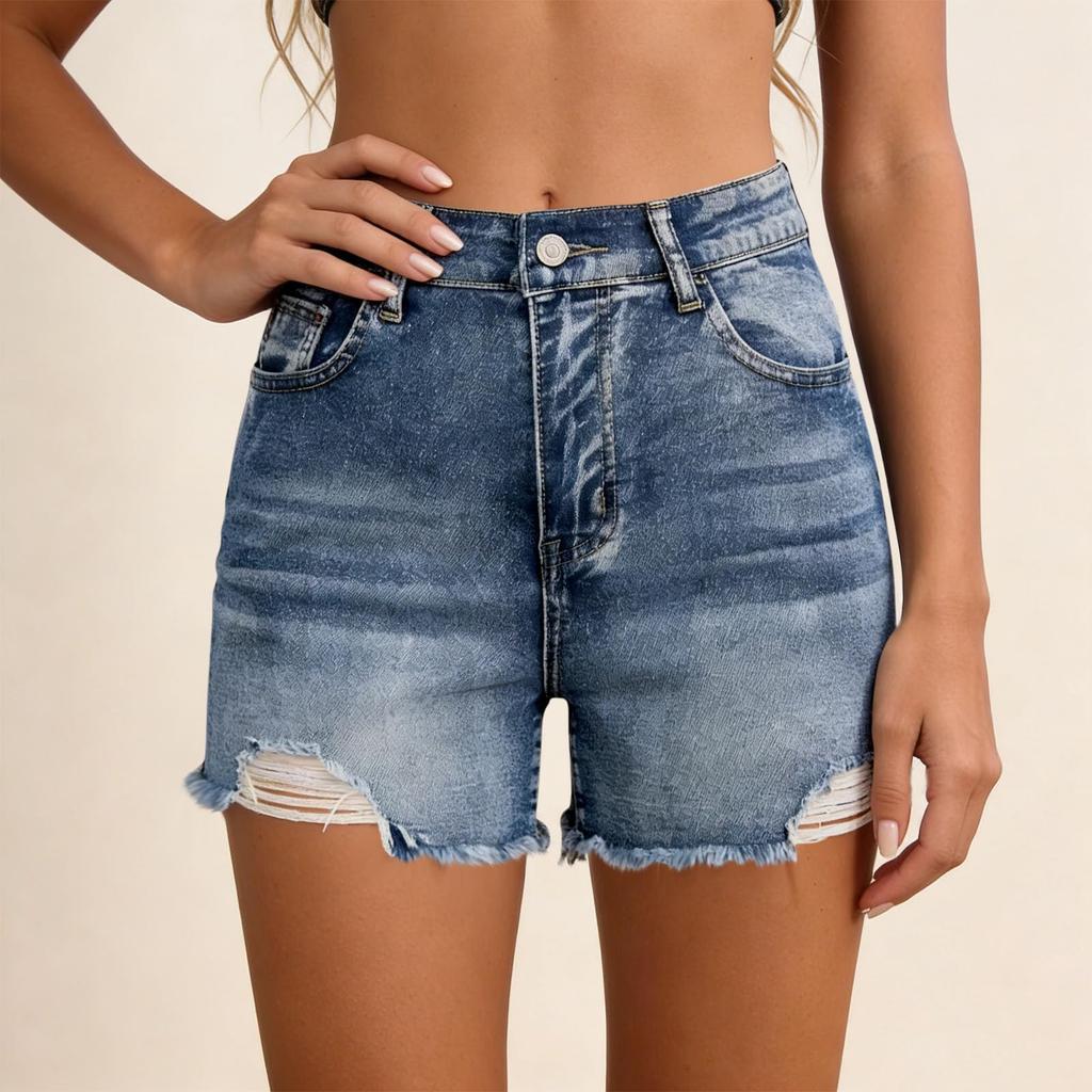 Ladies' Casual Versatile Fashionable Denim Shorts