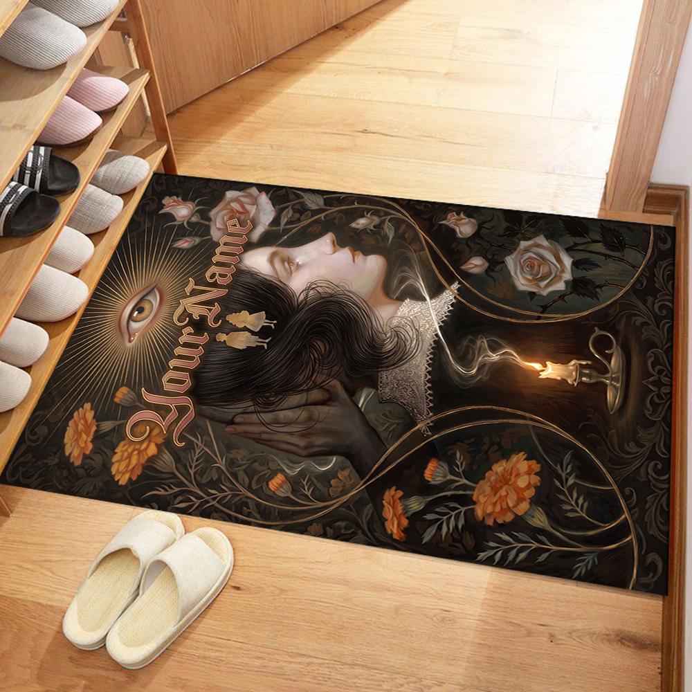 Gothic Illustrations Customize Text Area Rug Suitable for Dining Room Living Rooms Kitchen Playrooms Antislip Carpet Decorate Offices