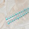 30 Pieces Of New Azure Blue Electroplated Aurora Cat Eye Manicure Short Square Wearable Nails With White And Transparent Prefabricated Nails