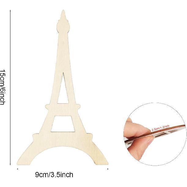 20 Pack 6 Inch Wood Eiffel Tower Cutouts Unfinished Wood Eiffel Tower Crafts Wooden Eiffel Tower Hanging Ornaments DIY Eiffel Tower Craft Gift Tags