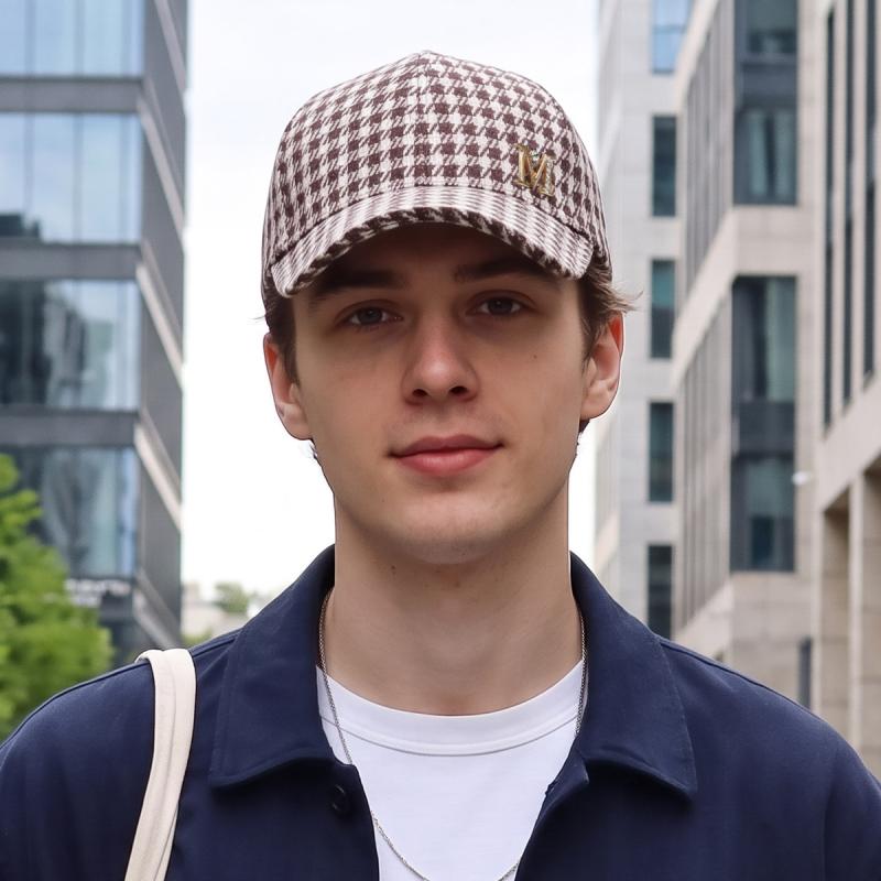 Unisex Plaid Wool Blend Baseball Cap Winter Warm Outdoor Sun Shade Hat