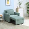 Space-Saving Single Armchair Bed Reclining On 4 Levels with Padded Seat, 96x84.5x87.5cm, Green
