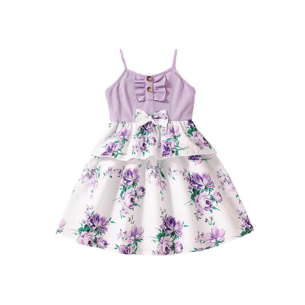 

Платье для девочек Летнее платье Детская мода Цветочное платье принцессы Детское платье-комбинация 130cm лавандовый