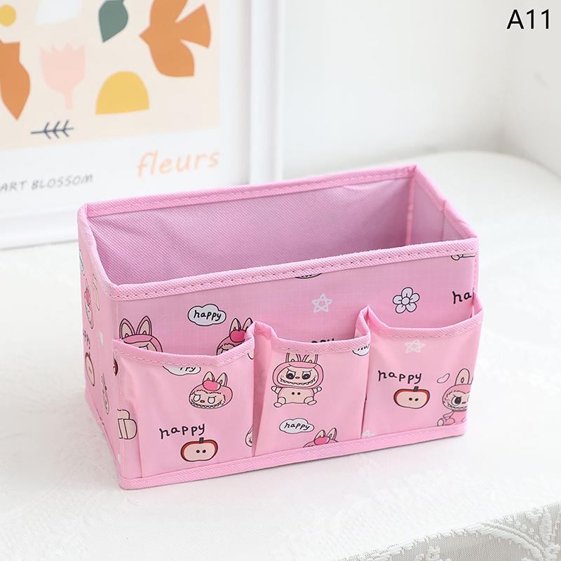 Тканевый органайзер для хранения на рабочем столе Bubble Mart Labubu, складной классификационный ящик для хранения, ящик для хранения средств по уходу за кожей и канцелярских принадлежностей