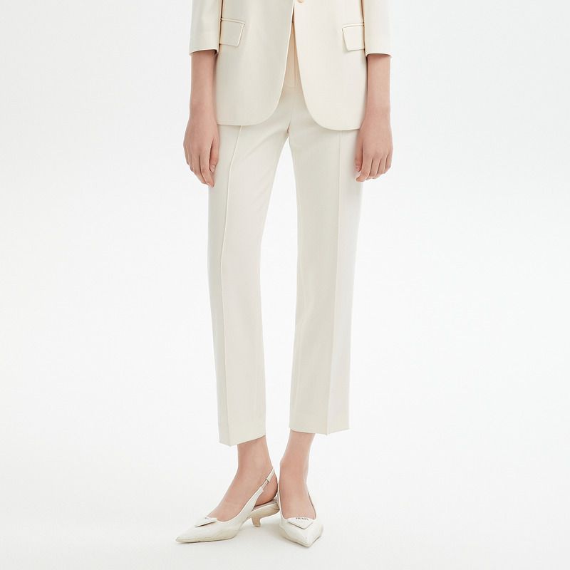 

Langjia Triacetate High Sense White Casual Temperament Professional Blazers 2025 Summer New Small Suit Women White-Pants S