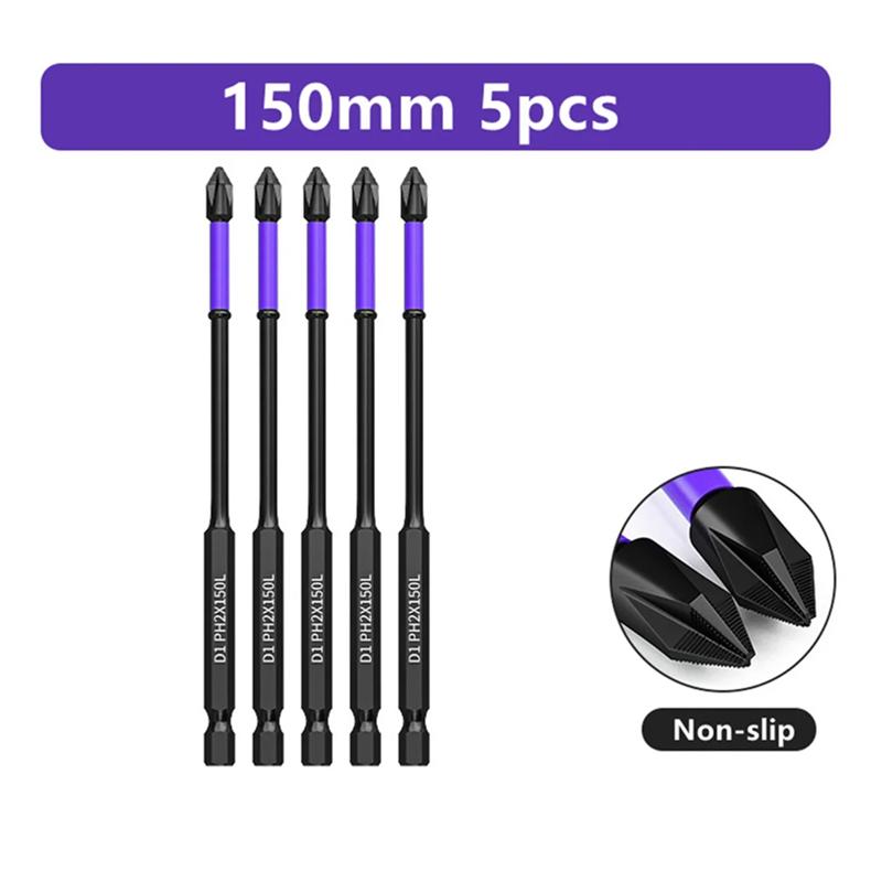 Non-slip Magnetic Cross Screwdriver Bits Ph2 Batch Head Phillips Impact Bits Impact Driver Bit Sets for Power Drilling