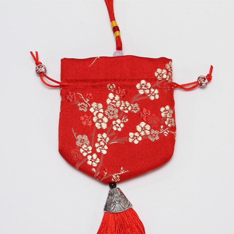 Plum Blossom Embroidered Hanfu Sachet Bag - Dragon Boat Festival Portable Sachet with Hanging Rope