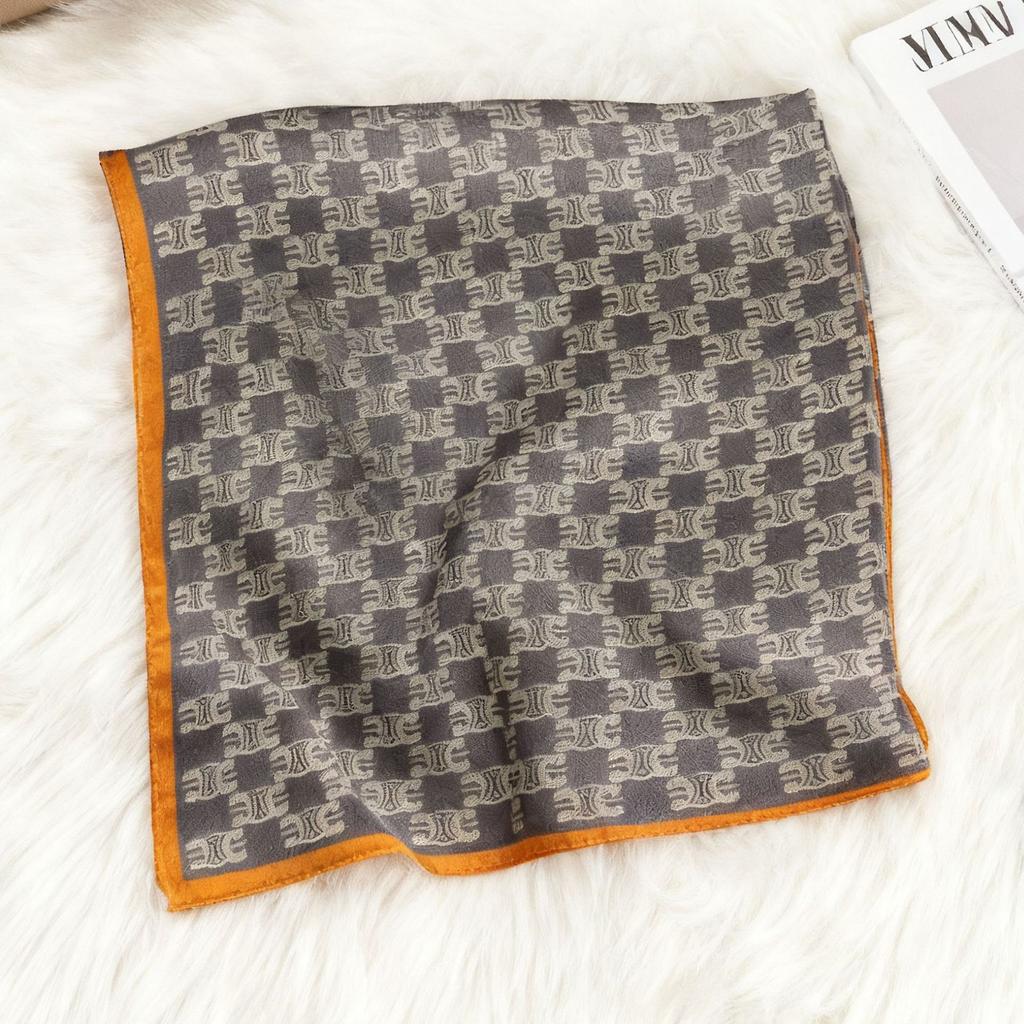 Korean version of solid color big red small square scarf women's plain color spring and autumn warm silk scarf versatile professional scarf decorative