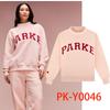 Women's Mock Neck Long Sleeve Loose Fit Streetwear Sweatshirt Letter Embroidery Pullover Top