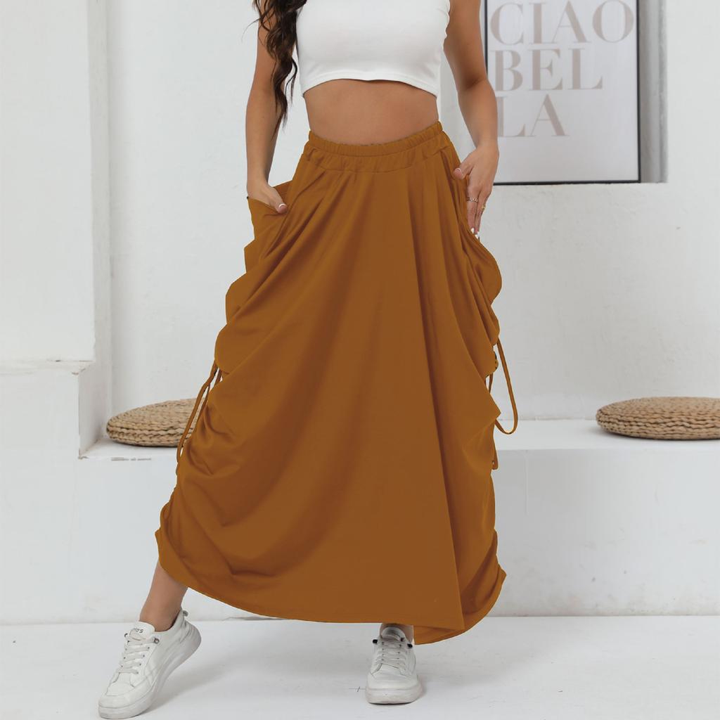 Dam Ytterkläder Statement Dragsko Rynkad Midi Kjol