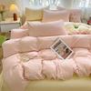 Super Soft Bed 4Pcs Set, Pure Washed Cotton Quilt Cover, Bed Sheet Full Quilt Cover, Bed Hat Student Three 4-Piece Set