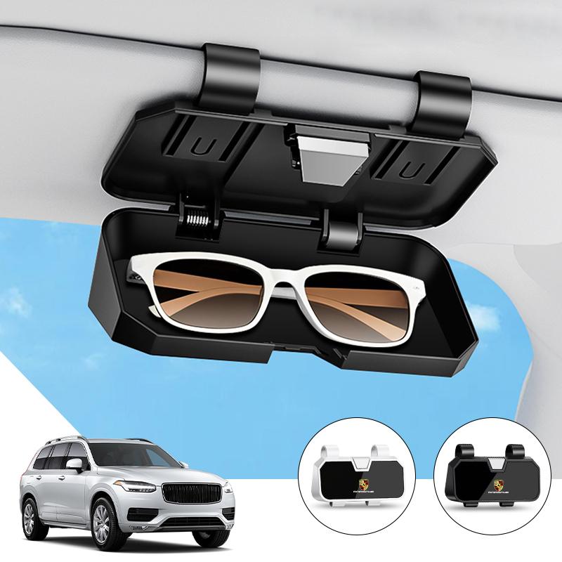 Car Sun Visor Glasses Case Organizer Storage Box For Porsche Panamera Carman Macann Bobst Cayenne 911 981 991 970 996 Sticker