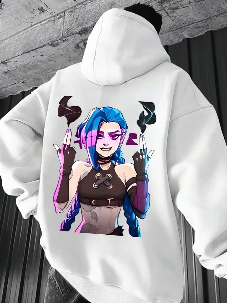 JINX Anmine Graphic Print  Hiphop Hoodie Men Women Hip Hop Alternative Heavy Metal Oversized Streetwear Male Fashion Hoodies