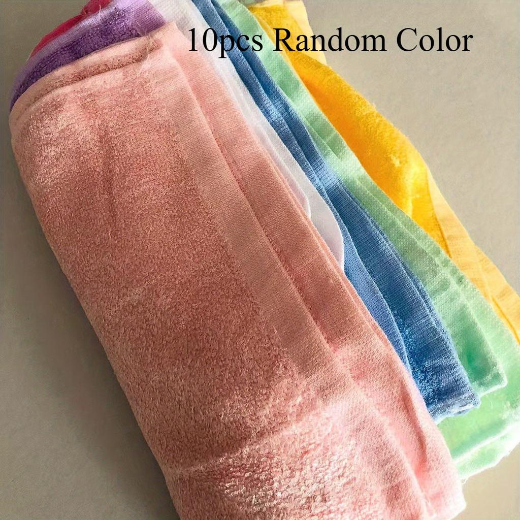 10 unidades Toalhas de Fibra de Bambu Super Macias, Absorventes, Secagem Rápida Toalhas Quadradas Portáteis em Cores Sortidas Rosa, Azul, Amarelo, Verde, Roxo, Corpo,