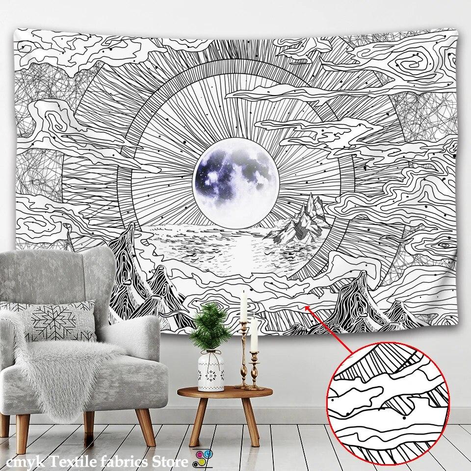 Sun God Moon God Tapestry Bohemian Style Wall Hanging Background Decoration Fabric Beautiful Mysterious Print Decoration