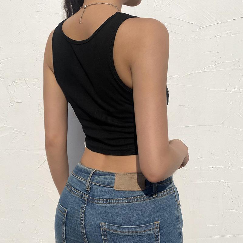 Skeleton Pinted Knitted Crop Top Y2k Aesthetic Camis Black Corset Top Women Harajuku Tee Vintage Fashion Sweats Streetwear