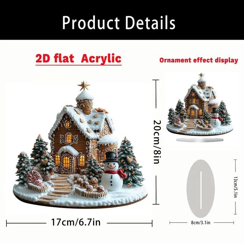Snow House Acrylic Flat Waterproof Signboard,Study, Living Room,Office,Exquisite Design,Desktop Ornament,Christmas Decoration