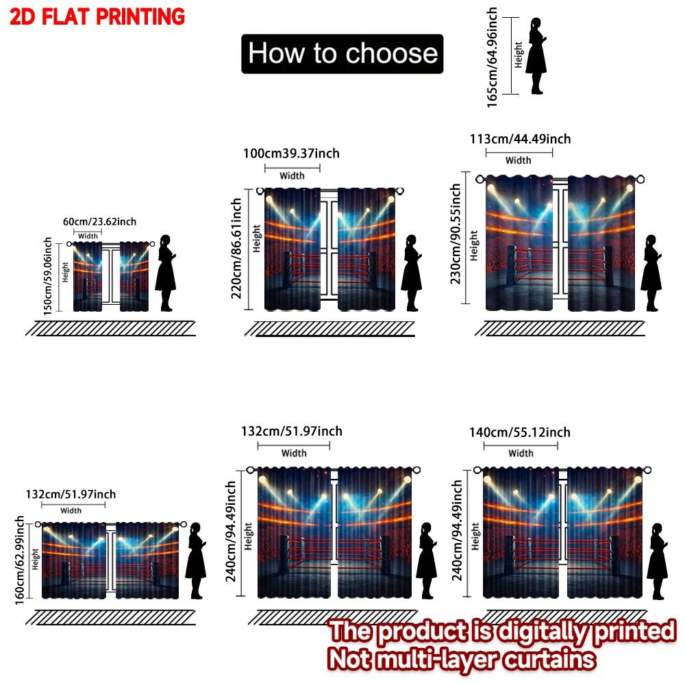 2D flat printing 2pcs Drapes Boxing Arena Digital Printed Polyester Drapes Festive Wall Decor for Booths Studio decoration