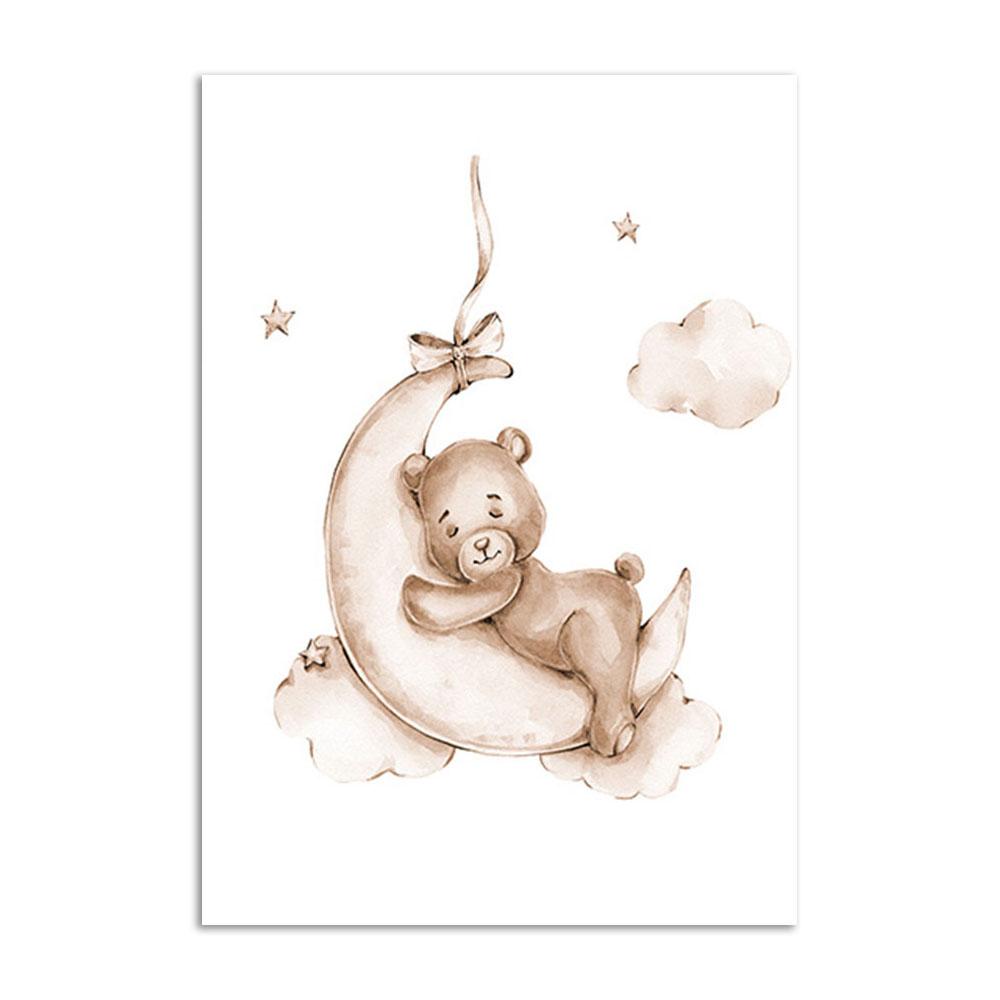 

Настенное искусство в стиле бохо, персонализированный постер с именем ребенка и принты, медведь, Радуга, Солнце, холст, картина, индивидуальная картина для детской комнаты, искусство 21x30cm No Frame