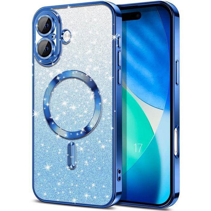 Protective Case - BOOLING - for iPhone 17 - Silicone with Glittering Blue Magnetic Circle