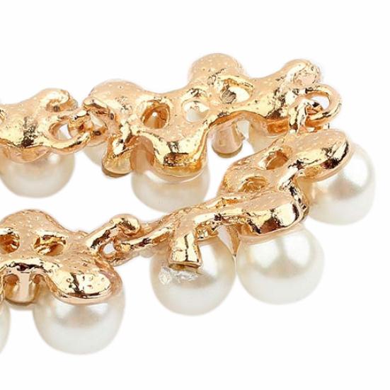 Elegant Lady Faux Pearls Shiny Rhinestone Collar Necklace Valentine's Day Gift