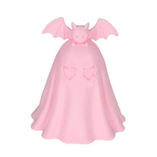 Halloween Ghost Figurine Cute Pink Ghost Holding Moon Statue Resin Ghost Sculpture Tabletop Ornament for Indoor Home Decor