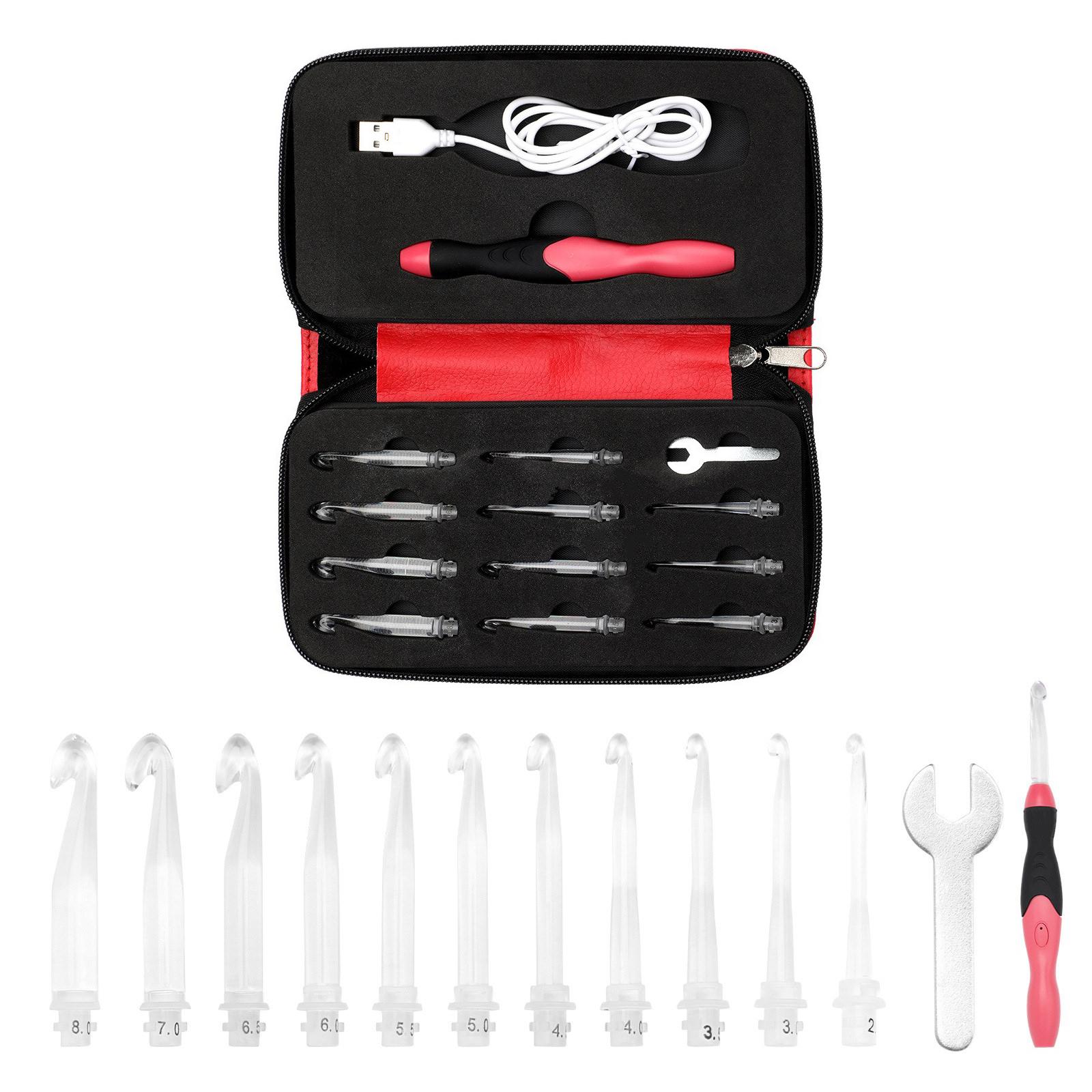 

Эргономичный набор крючков для вязания с 11 сменными наконечниками, светодиодный крючок для вязания для начинающих взрослых