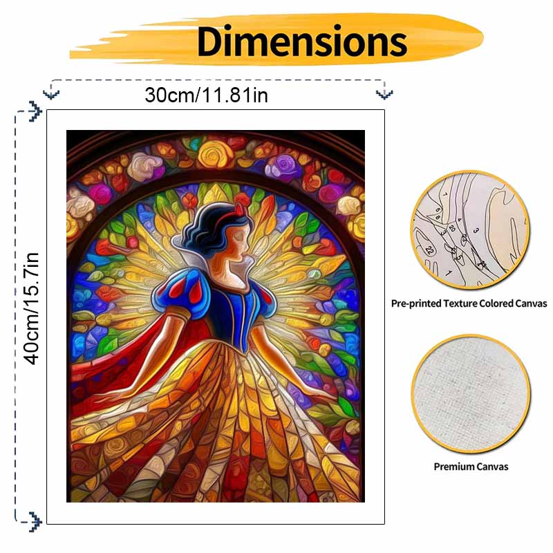 Disney Stained Glass Snow White Oil Art Painting Kit Home Wall Decor Handmade Gift For Princess Fans Modern Art Room Decor Craft Hobby