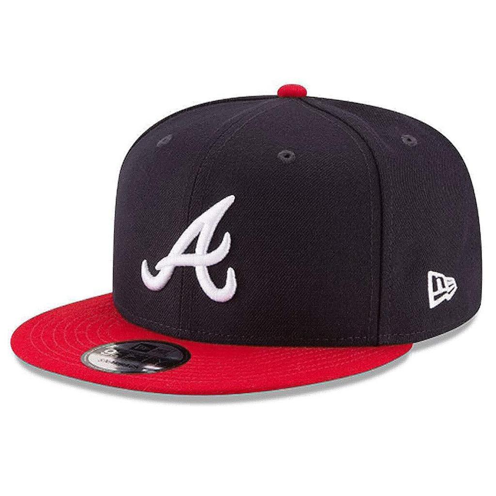 New Era Atlanta Braves Adjustable 9Fifty MLB Flat Bill Baseball Cap 950 One Size Red