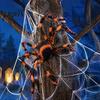 Araignée Géante Yeux Rouges Effrayants Araignée, Décoration d'Halloween Effrayante Orange Noir Poilue, Accessoire Poilu Réaliste Décor Suspendu pour Porche Cour Pelouse