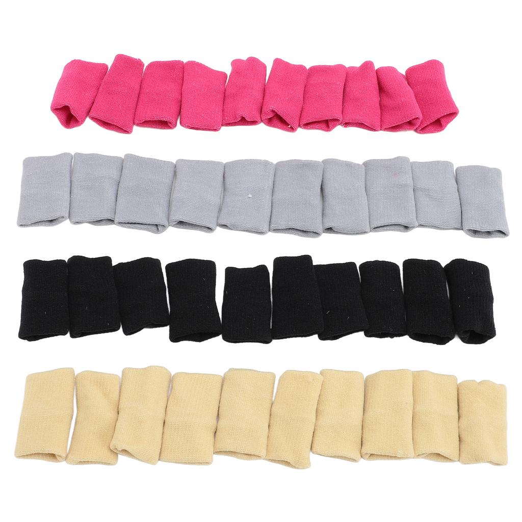 40Pcs Finger Sleeves Elastic Nylon Sports Joint Protector for Basketball Volleyball Black Gray Pink Beige