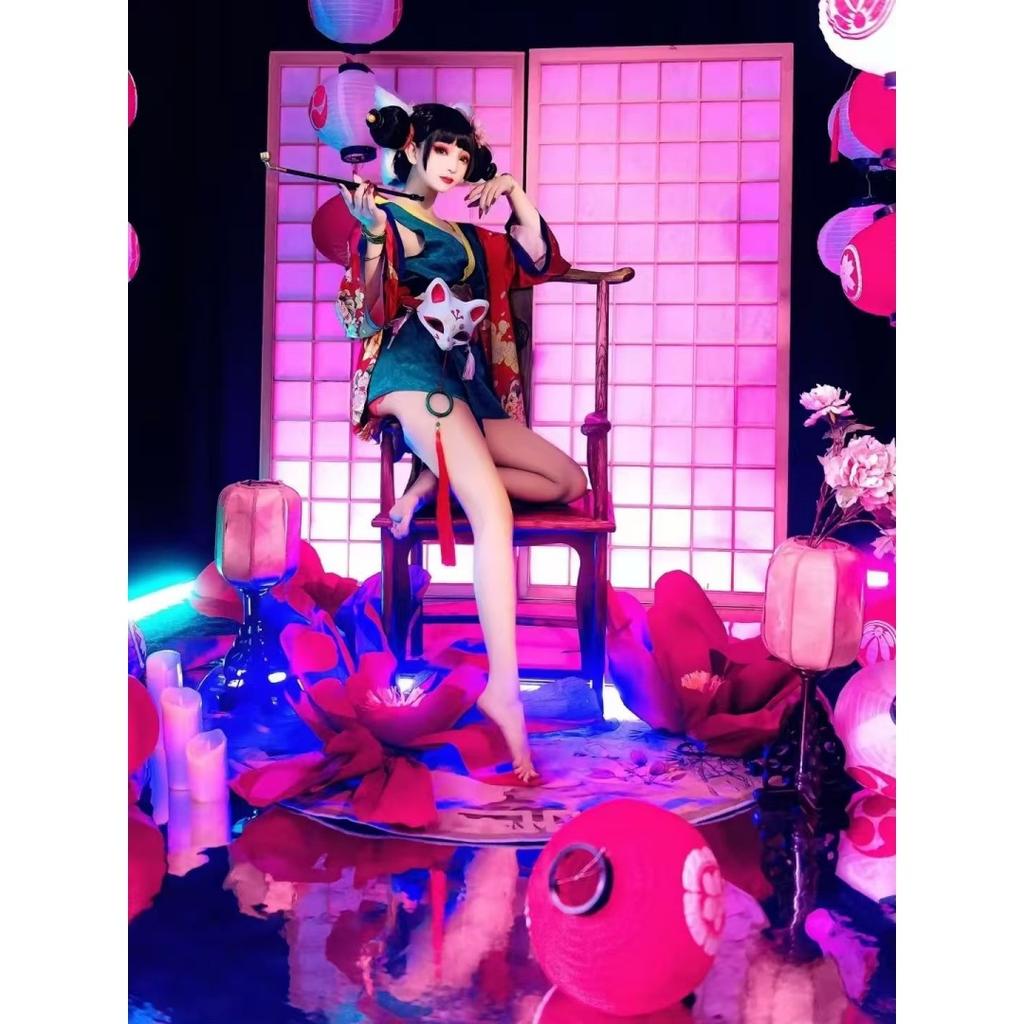 Filme de desenho animado chinês cobra branca menina raposa demônio cosplay traje feminino hanfu festa máscara vestido curto quimono robes cardigan floral