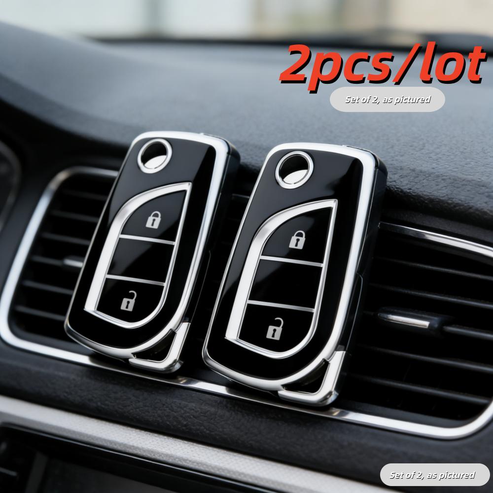 

2Pcs Car Key Case Covers For Toyota Aygo Yaris Highlander Camry Rav4 2-Button Key Holder