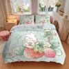 3pcs Strawberry Rabbit Bedding Set - 1 Soft Quilt Cover + 2 Pillowcases, Machine Washable - Suitable for All Seasons M096