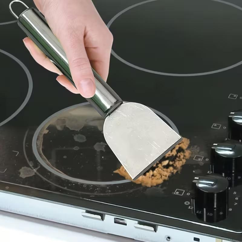 Durable Stainless Steel Scraper for Kitchen Cleaning, Ice Frost Removal Shovel, Multipurpose Stain Remover Tool for Stove, Oven and Household Use