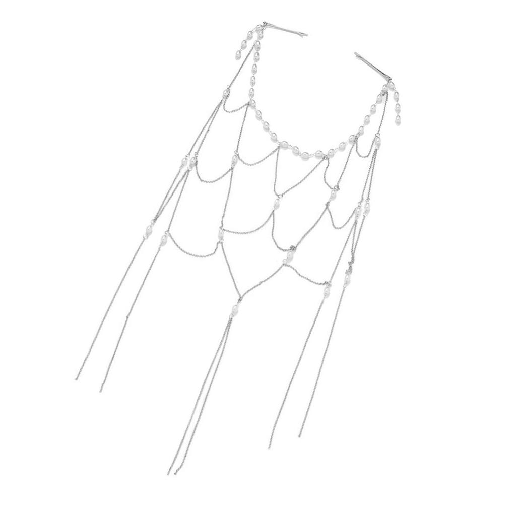 Elegant Bridal Hair Chain Hair Accessory With Hollow Designs And Pearls Tassels For Weddings And Formal Events