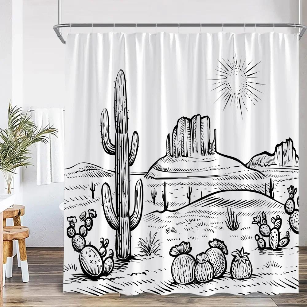 Black White Abstract Simple Line Shower Curtain Nordic Simple Bathroom Decoration Modern Polyester Shower Curtain Screen