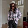 1116 Spring commuter fashion loose color matching plaid shirt stacked casual women's shirt cardigan wholesale women's clothing