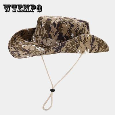 Digitale Sonnenhüte für Herren Damen Boonie-Hut UPF Eimerhut Breitere Krempe UV-Schutz Angeln Wandern Safari Outdoor-Hüte Mesh Belüftet Outdoor-Wanderung