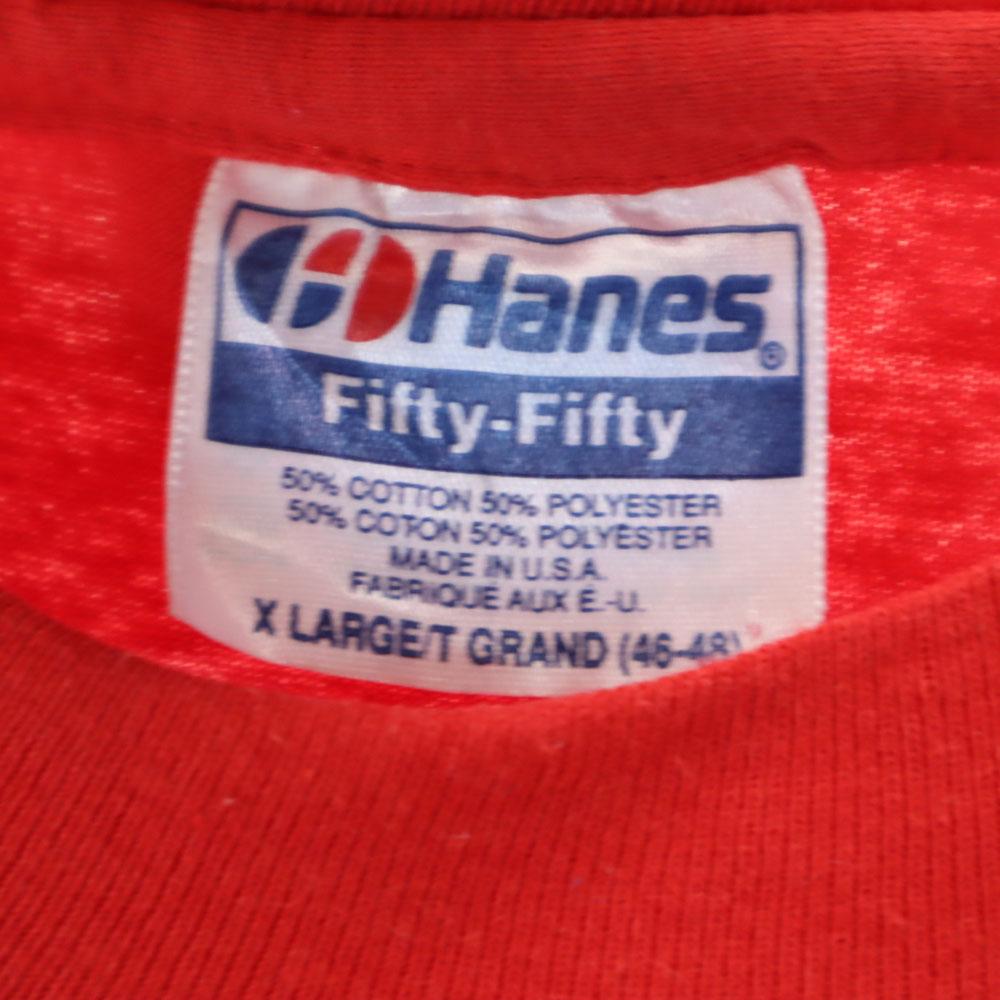 Hanes 90s Made in USA Old Print Short sleeve T-shirt XL Red Men's Used