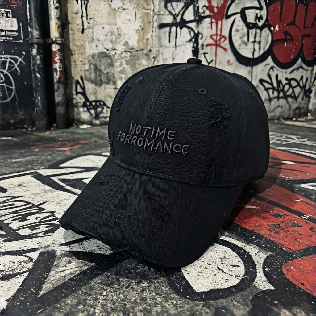 Retro Worn-Out Style Baseball Cap "No Time For Romance" Embroidered Dad Hat Trendy Casual Streetwear Sun Hat Suitable For Both M