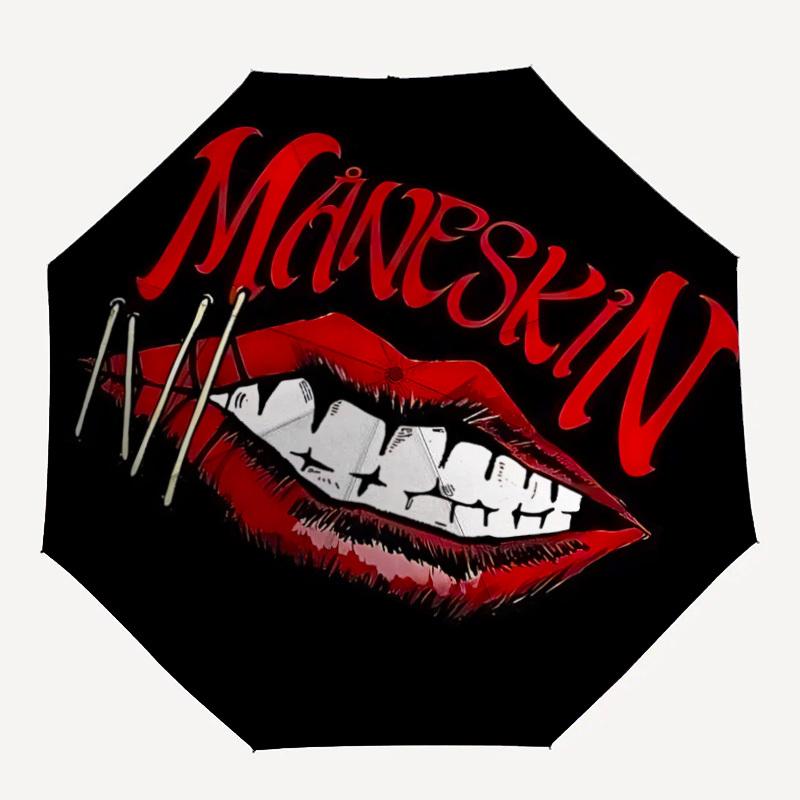 

1pc MANESKIN Band Automatic Personality Umbrella 8-Bone Design Compact Gear for Outdoor Travel, Perfect Helloween Chrismas Gift for Friends or Family