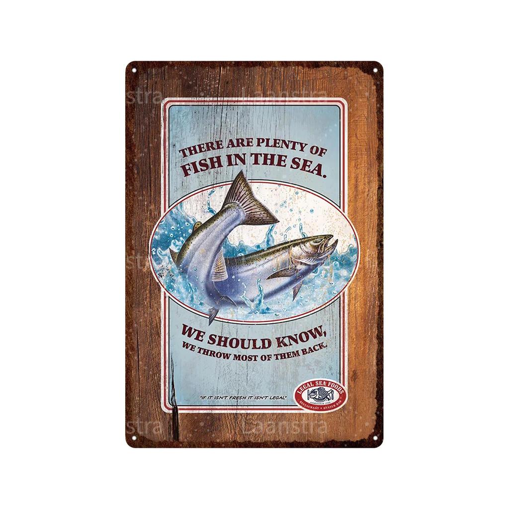 Vintage Animal Various Fish Metal Plate Wall Decor Tin Signs Art Posters Plaque Man Cave Bar Club Decoration Iron Painting