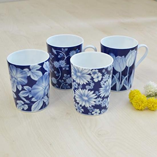 Koransha Morning Glory Pattern Mug 300ml Arita Ware Made In Japan Beautiful Refreshing Indigo Tone The Bottom Has the Word In the Language of Morning