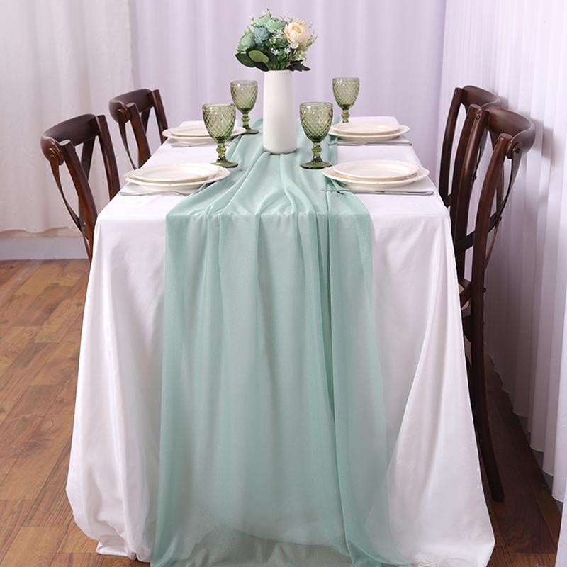 Chiffon Table Runner Vertical Tablecloth for Table Decorations Shiny Fabric Merry Christmas Decorations 2026 Wedding Decoration