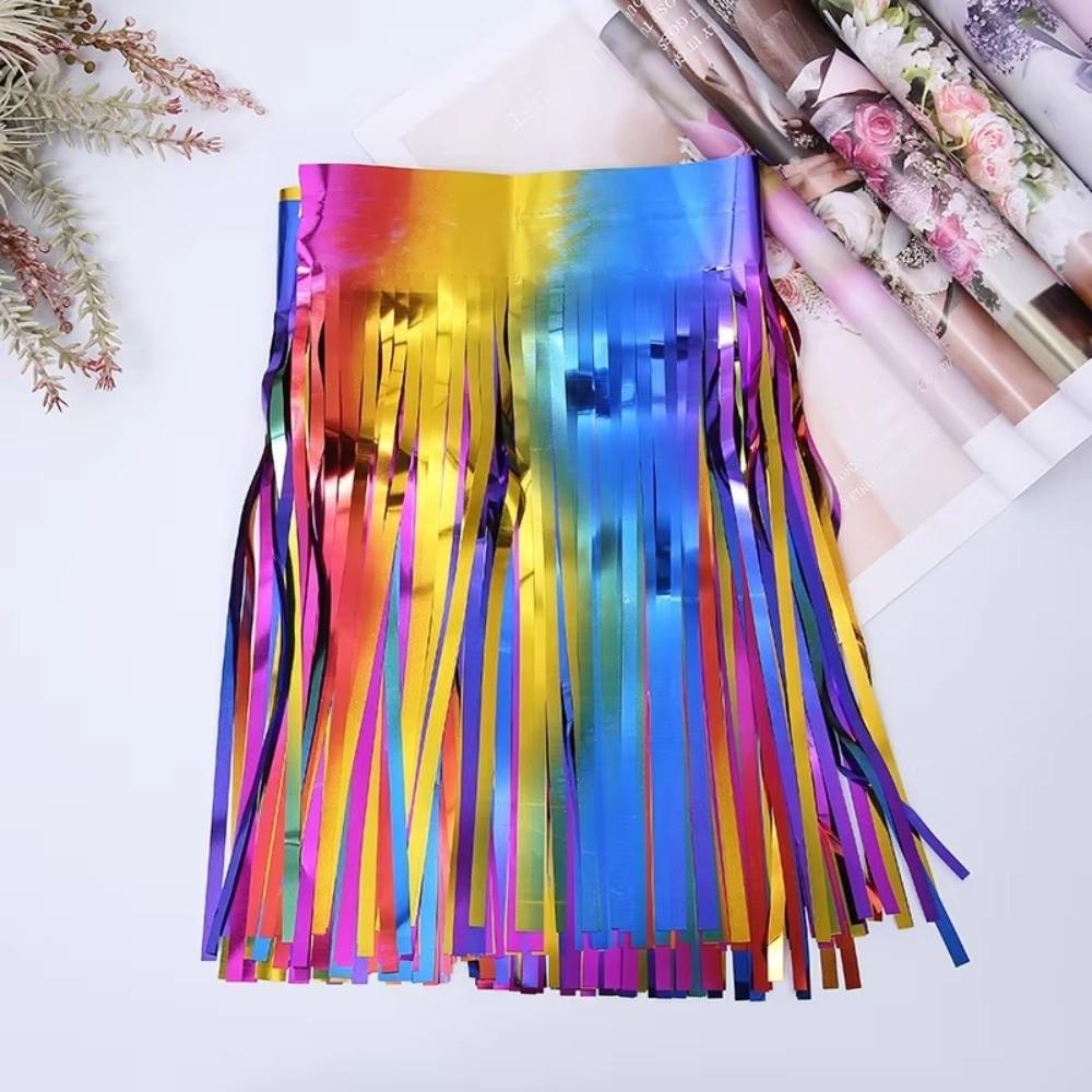 Shiny Metallic Foil Fringe Garland Foil Fringe Curtain Banner  Party Backdrop Curtain