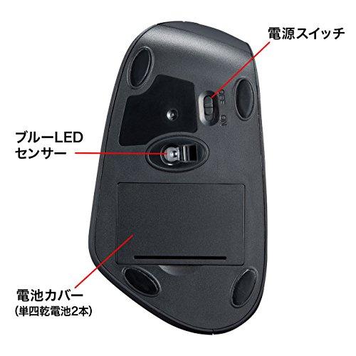Sanwa Supply Wireless Blue LED Ergonomic Mouse, Tendonitis Prevention, 5 Buttons, Large, MA-ERGW10