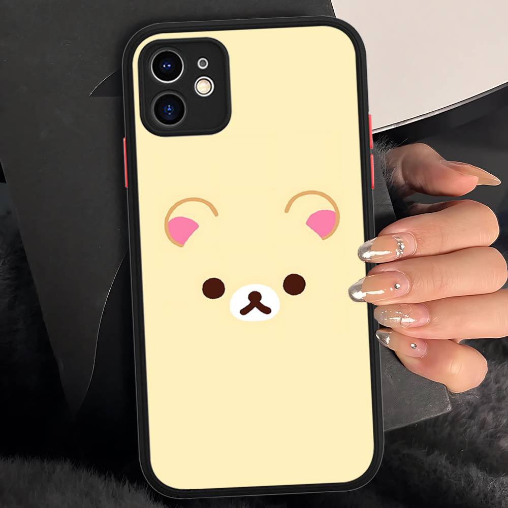 

Popular Cute R-rilakkumas Bear Phone Case For IPhone 16 15 14 13 12 11 Pro Max Plus X XS MAX Black Matte Phone Fundas iphone 12 pro