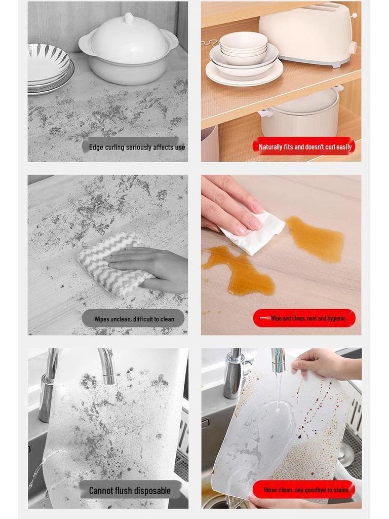 Waterproof Self-Adhesive Drawer and Cabinet Liner - Oilproof, Dustproof, Moisture-Proof Mat for Wardrobes and Kitchens