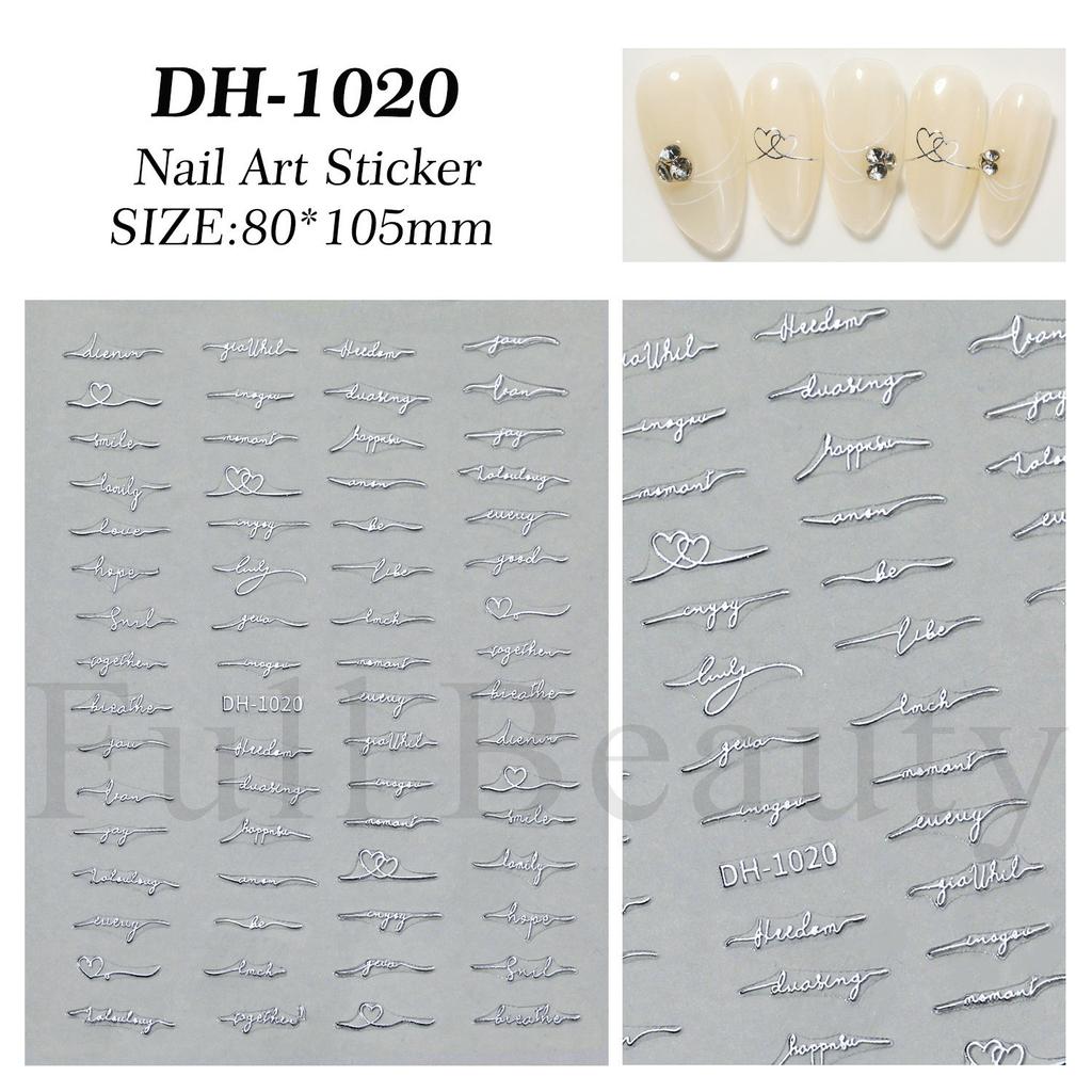 Nail Art Stickers Black Gold And Silver Line Letters Natural Plant Simple Style Adhesive Nail Stickers
